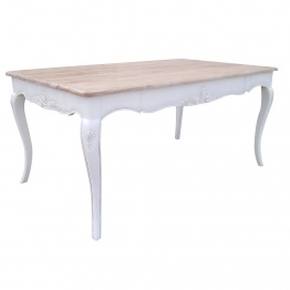 French Chateau White Mahogany Dining Table with Natural White Wash Top Wash Top UK