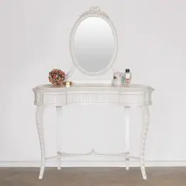 French White Carved Dressing Table With Mirror With Mirror UK