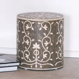 Bone Inlay Flower Pattern Stool Pattern Stool UK