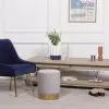 Amour Light Grey Velvet Pouffe Gold Trim Round Stool Ottoman Stool Ottoman UK