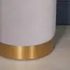Amour Light Grey Velvet Pouffe Gold Trim Round Stool Ottoman Stool Ottoman UK