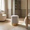Amour Light Grey Velvet Pouffe Gold Trim Round Stool Ottoman Stool Ottoman UK