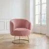 Allouette Art Deco Pink Velvet Tub Armchair With Gold Base Gold Base UK