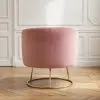 Allouette Art Deco Pink Velvet Tub Armchair With Gold Base Gold Base UK