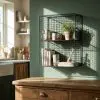 Industrial Metal Wire 2 Tier Black Shelf Rack Vintage Retro Style Wall Mounted Wall Mounted UK