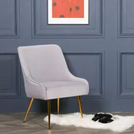 Aurelie Grey Velvet Dining Chair with Gold Legs Gold Legs UK