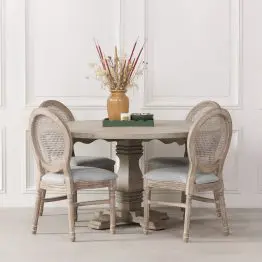 Arwen Rustic Wooden Pedestal Round Dining Table Dining Table UK
