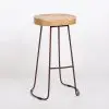 Industrial 74cm Tractor Style Mango Wooden Seat Rustic Iron Metal Large Bar Stool Bar Stool UK