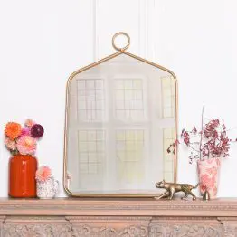 Elise Rectangular Gold Finish Minimalist Mirror with Loop with Loop UK