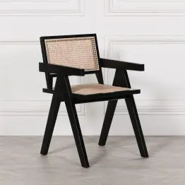 Vera Black Wooden Caned Carver Dining Chair Dining Chair UK