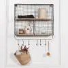 Iron Metal Wire Large 4 Compartment Wall Mounted Shelf With Hooks With Hooks UK