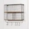 Iron Metal Wire Large 4 Compartment Wall Mounted Shelf With Hooks With Hooks UK