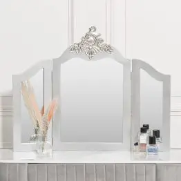 Antique Silver Folding Triptych French Dressing Tabletop Mirror Tabletop Mirror UK