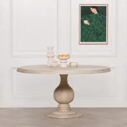 Armand French Country Style 152cm Rustic Round Dining Table Dining Table UK