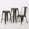 Industrial Style Aged Zinc Effect Medium Metal Bar Stool Bar Stool UK
