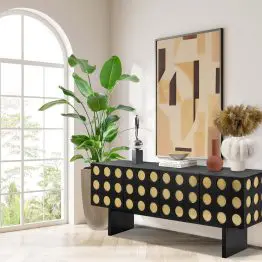 Stasia Deco Black Sideboard With Geometric Patterns Geometric Patterns UK