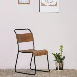 Vintage Retro School Style Black Metal Industrial Stackable Plywood Dining Chair Dining Chair UK