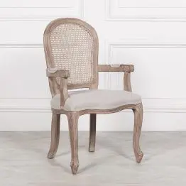 Alienor French Wooden Rattan Carver Dining Chair With Arms With Arms UK