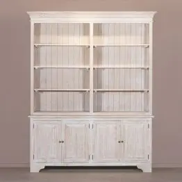 Reclaimed Pine Double Bookcase With Cupboards With Cupboards UK