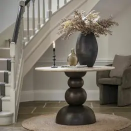 Travertine Stone Top Small Round Dining Table Dining Table UK