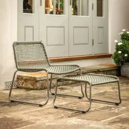 Nettie Green Steel Garden Chair With Footstool With Footstool UK
