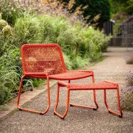 Nettie Orange Steel Garden Chair With Footstool With Footstool UK