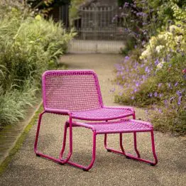 Nettie Pink Steel Garden Chair With Footstool With Footstool UK