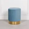 Amour Ocean Blue Velvet Pouffe Gold Trim Round Stool Ottoman Stool Ottoman UK
