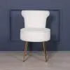 Amour White Boucle Gold Legs Dressing Table Stool Upholstered Bedroom Chair Bedroom Chair UK
