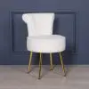 Amour White Boucle Gold Legs Dressing Table Stool Upholstered Bedroom Chair Bedroom Chair UK