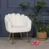 Aurora Art Deco White Boucle Scalloped Occasional Chair Gold Legs Shell Armchair Shell Armchair UK