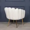 Aurora Art Deco White Boucle Scalloped Occasional Chair Gold Legs Shell Armchair Shell Armchair UK