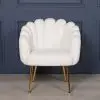 Aurora Art Deco White Boucle Scalloped Occasional Chair Gold Legs Shell Armchair Shell Armchair UK