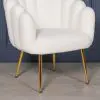 Aurora Art Deco White Boucle Scalloped Occasional Chair Gold Legs Shell Armchair Shell Armchair UK