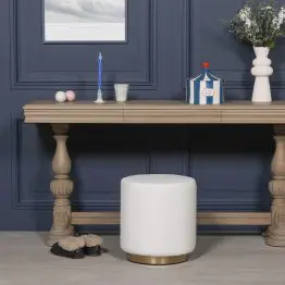 Callisto Cloud White Boucle Gold Stool Pouffe Stool Pouffe UK