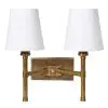 Rionagh Brass Double Wall Light With Cotton Shades Cotton Shades UK