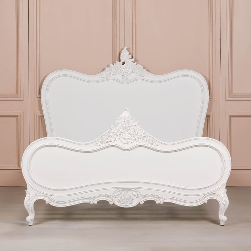 5ft French Chateau King Size Mahogany Off White Painted Bed Painted Bed UK