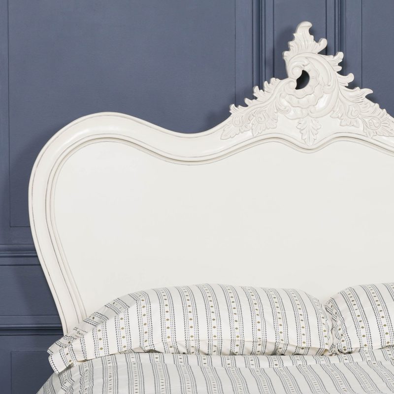 4ft6 Chateau Solid Wooden Mahogany Off White Painted French Bed French Bed UK
