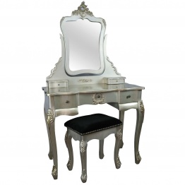 French Style Antique Silver Dressing Table and Stool and Stool UK