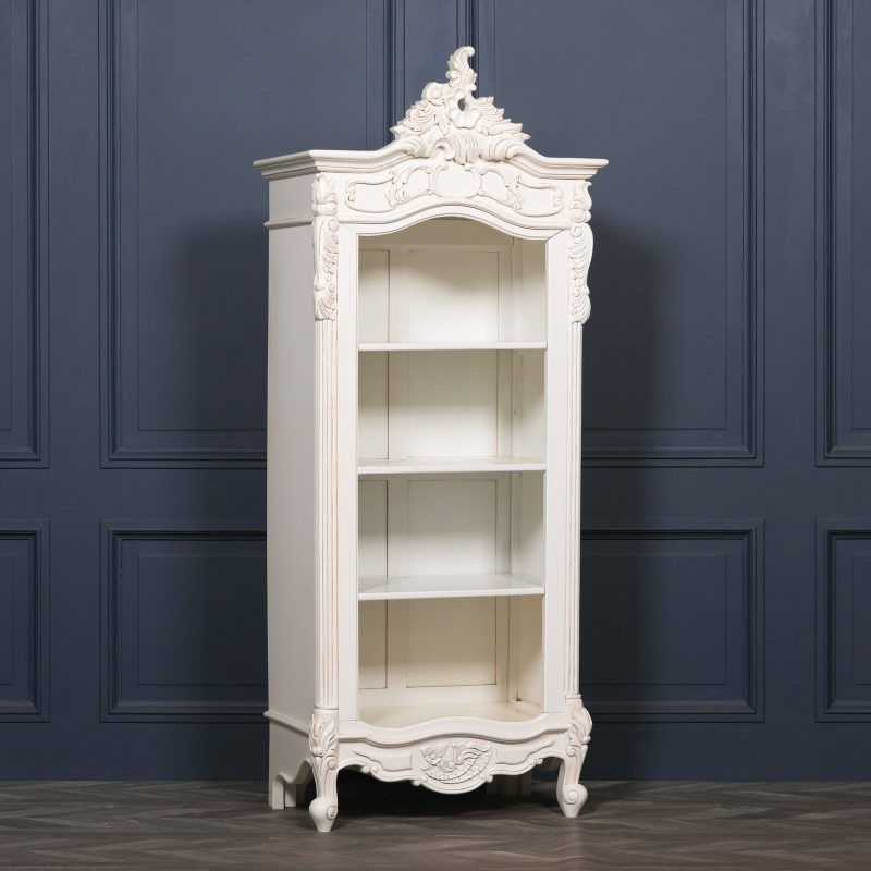Annette French Style White Rococo Carved Open Bookcase Open Bookcase UK