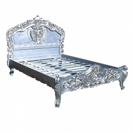 Rococo Hand Carved French Silver Double 4ft6 Bed 4ft6 Bed UK