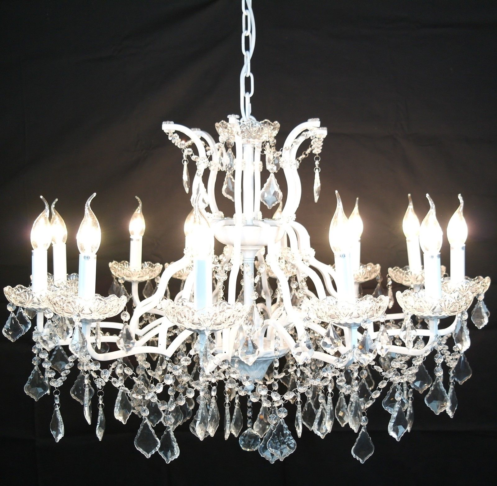 Large 12 Branch Arm White Shallow Cut Glass Chandelier Furniture Glass Chandelier Uk