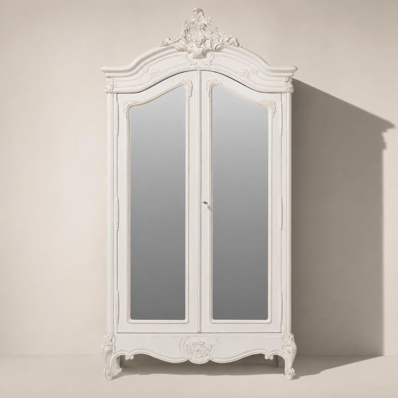 White Lamont 2 Door Mirrored Armoire Mirrored Armoire UK