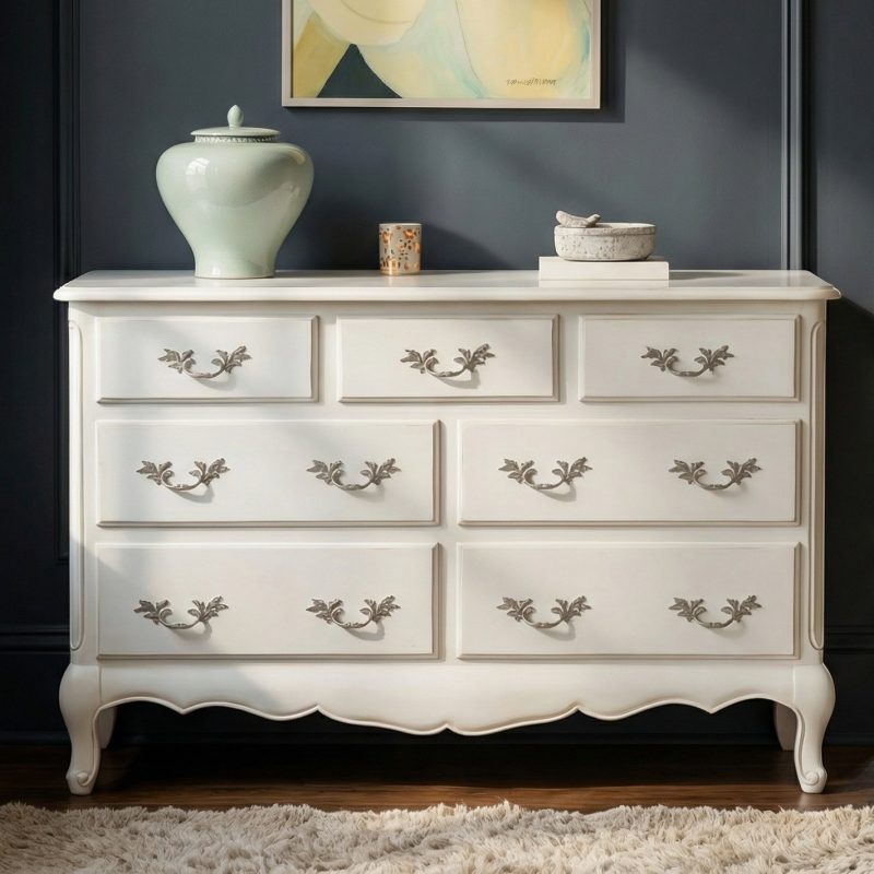French Style White Lamont 7 Drawers Chest Drawers Chest UK