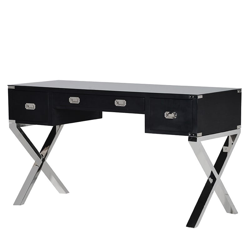 Chelsea Black And Chrome Desk Furniture La Maison Chic Luxury