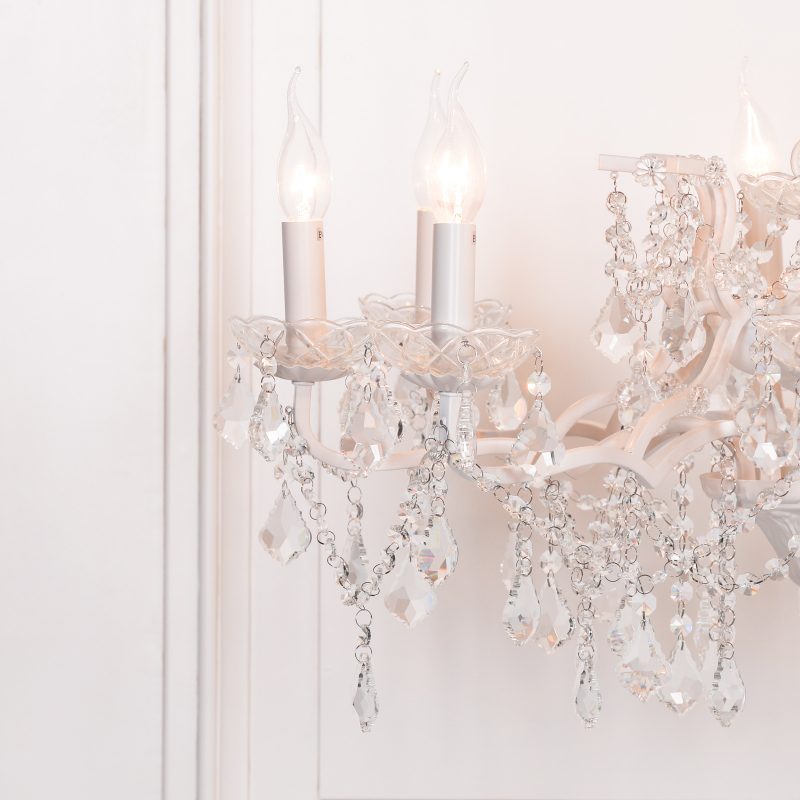 White 8 Branch Shallow Cut Glass Chandelier Glass Chandelier UK