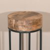 Metal Industrial Style Black Round Bar Stool With Chunky Wood Top Wood Top UK