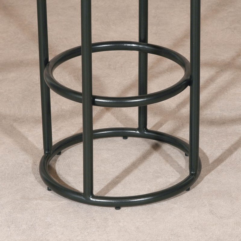 Metal Industrial Style Black Round Bar Stool With Chunky Wood Top Wood Top UK