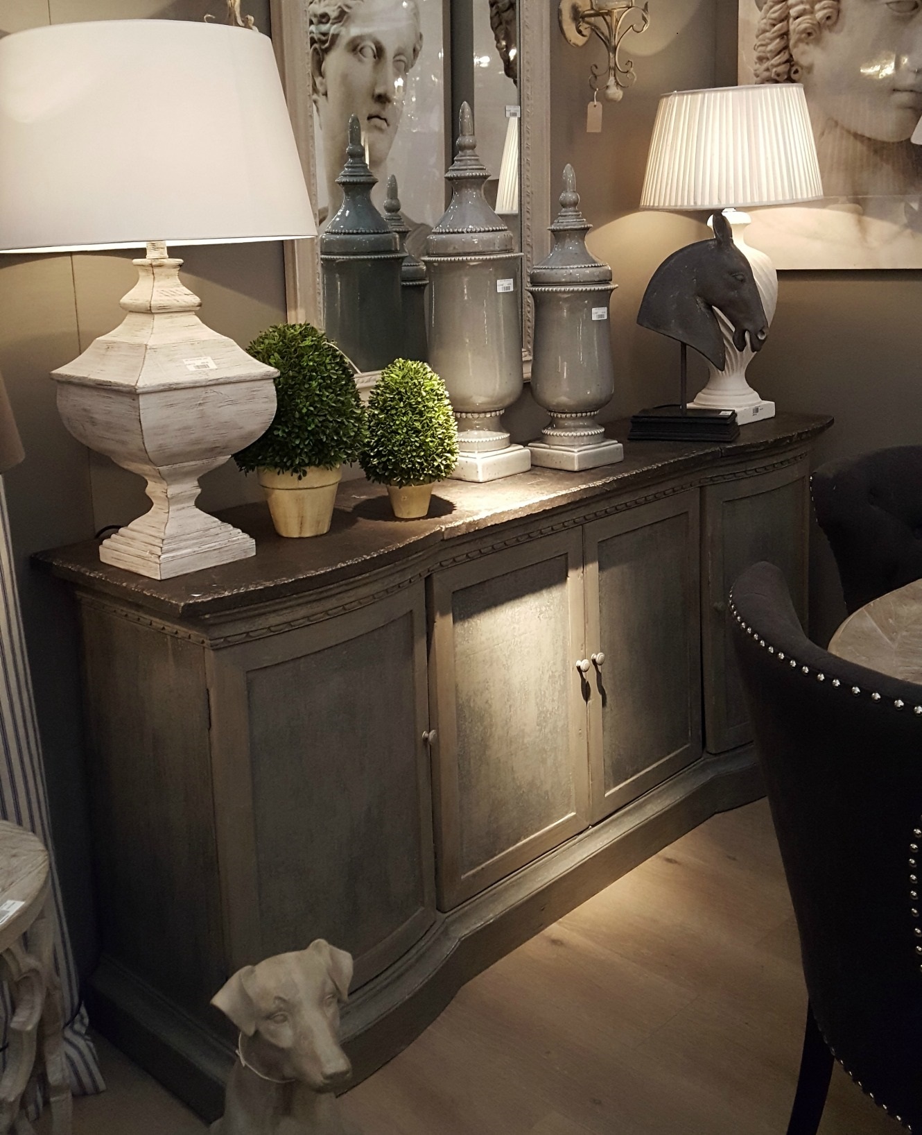Rennes Stone Top Aged Sideboard Furniture La Maison Chic Luxury Interiors