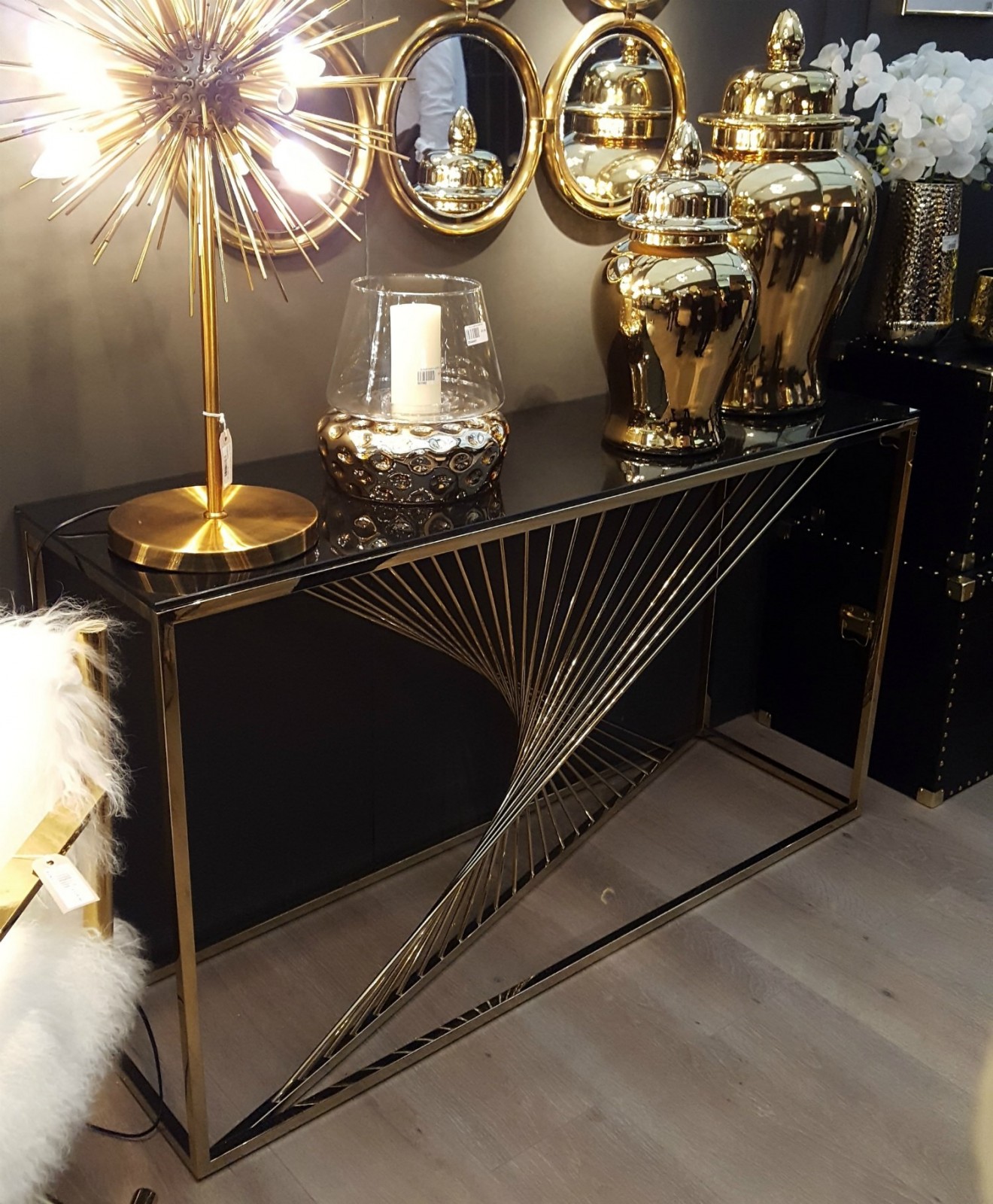 gold rays console table gold rays